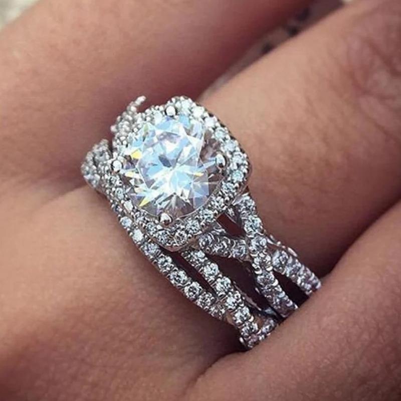 

Huitan 2 шт./комплект темперамент женские кольца AAA кубический цирконий сверкающие свадебные помолвочные вечерние цветные кольца новые модные ювелирные изделия 6