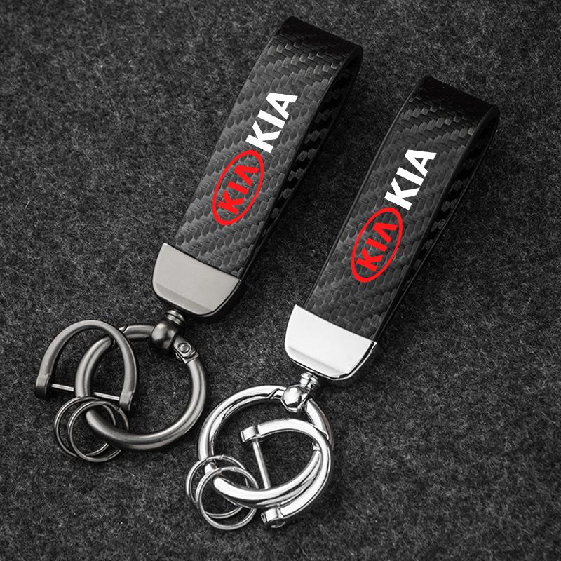 BQTT3 Car Key Chain Black Leather Keyring Pendant Car Interior For Kia Sportage Ceed Picanto Rio ProCeed Niro Morning K7 K5 K8 Ray K9
