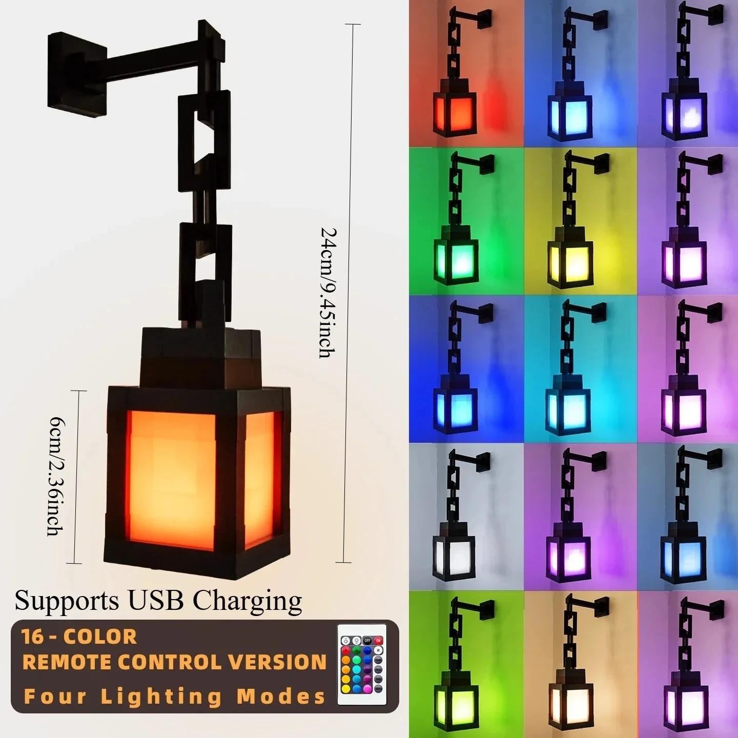 

Пиксельный фонарь Ночник USB Перезаряжаемый LED 16 цветов Пульт дистанционного управления Портативный фонарь Настенное крепление Настольный светильник для настроения для детской спальни Домашний декор