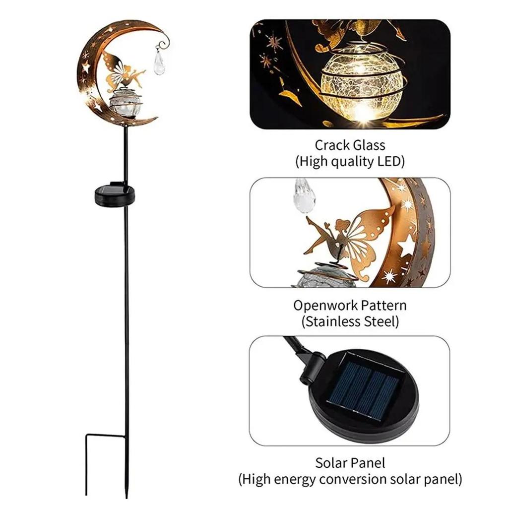 Solar Iron Decor Light Lamp Driveway Fairy Patio Powered Ip65 Fence Outdoor Lights Lawn Waterproof Dawn Led Dusk Ornaments Metal