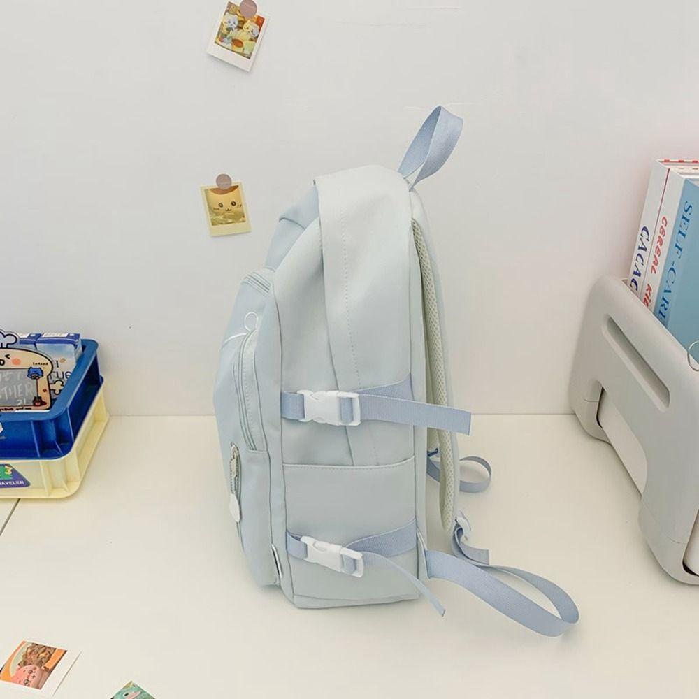 Large Capacity Bow Backpack Solid Color Korean Style School Bag Student Schoolbag  Travel Backpack