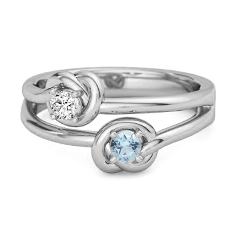 

Blue Topaz Infinity Knot Bypass Ring - 925 Sterling Silver 7.5 біле золото кольору