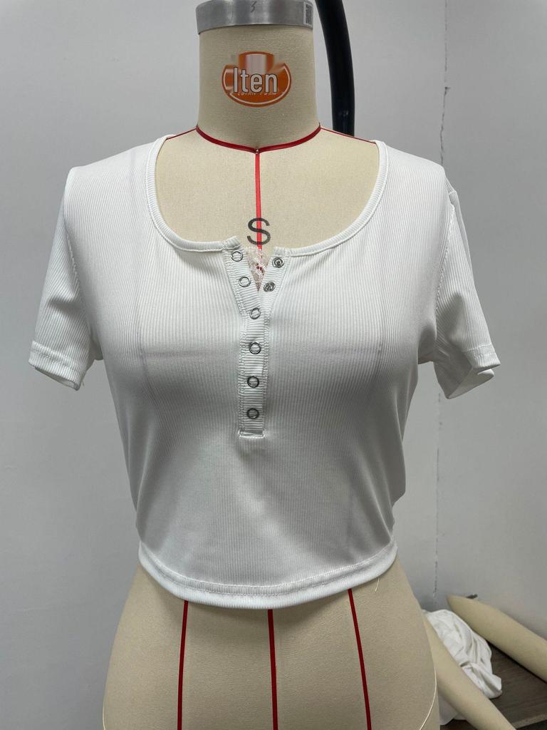 2025 Summer Women's Slim-Fit U-Neck Lace T-Shirt - Fashionable Lazy Style Top