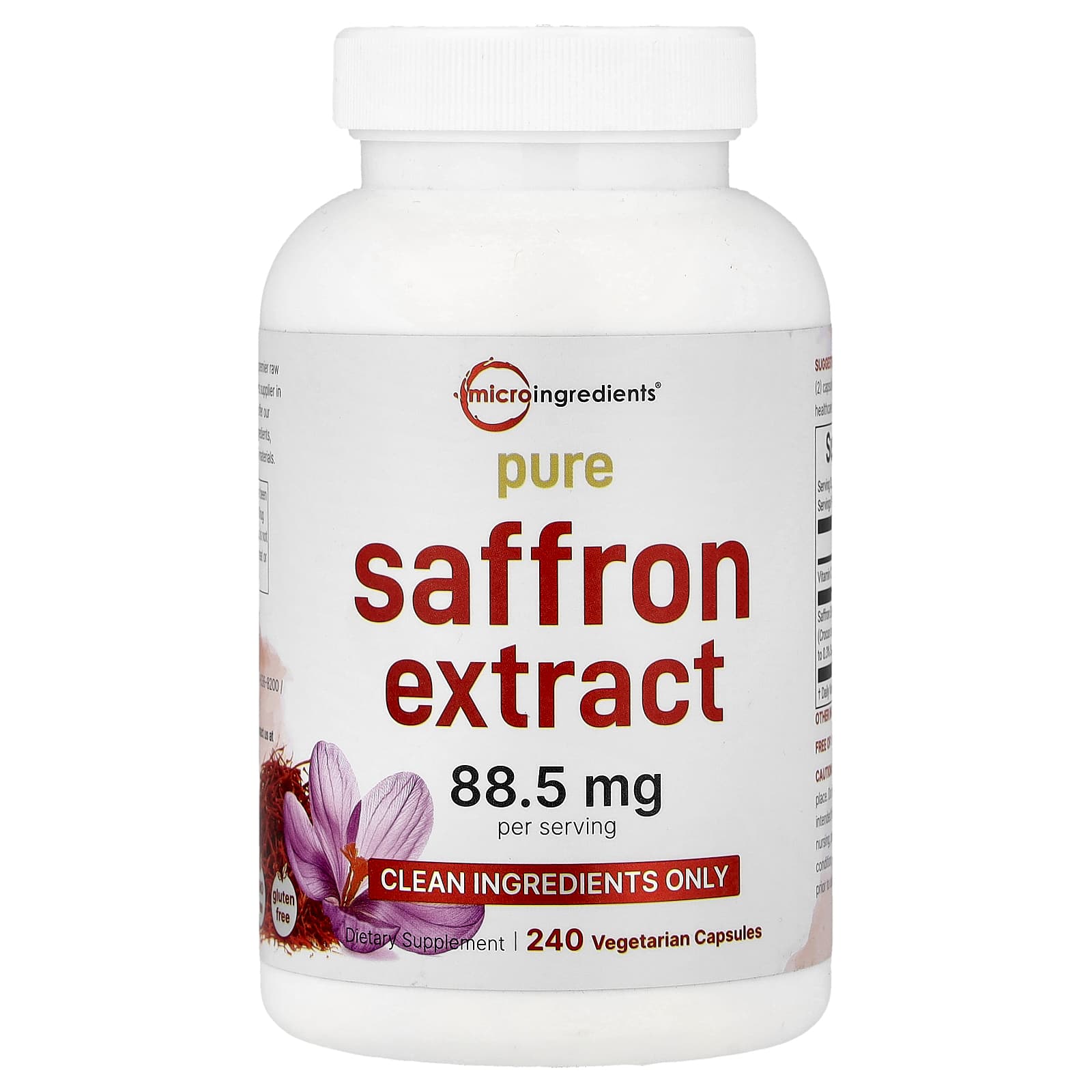 

Micro Ingredients, Pure Saffron Extract, 240 Veggie Capsules
