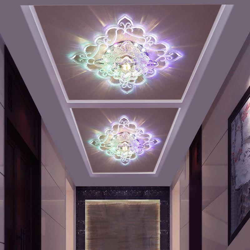 

110-240V 3W Modern Crystal Pendant Lamp LED Ceiling Warm/Colorful Light Fixture Aisle Hallway різнокольоровий