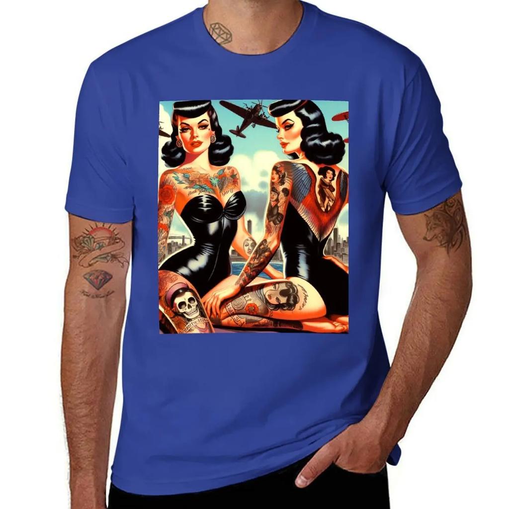 Hot Swimsuit Tattooed Pin-up T-Shirt man t shirt shirts graphic tee funny t shirts for men