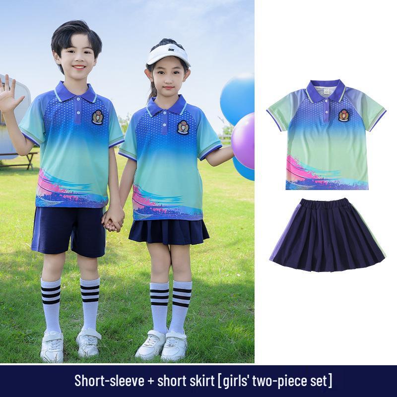 Комплект школьной и детсадовской формы на весну/осень - Спортивный комплект-тройка с коротким рукавом для первого класса 100 cm