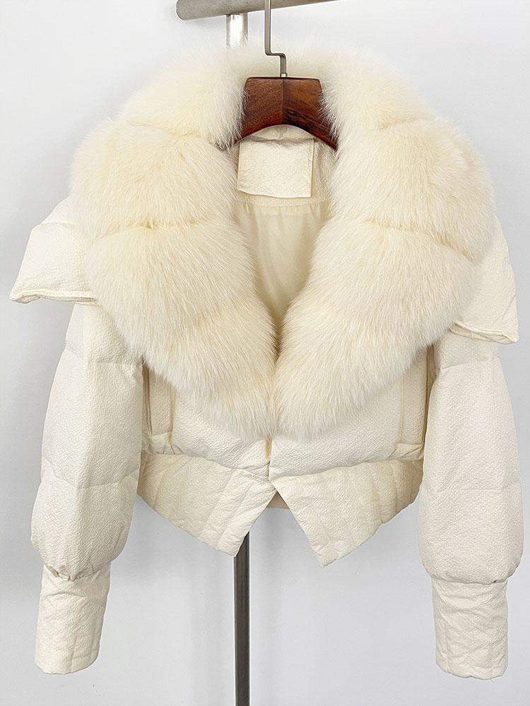 OFTBUY Down Jacket Women 2024 New Winter Natural Real Raccoon Fox Fur Collar Short White Duck Down Coat Thick Warm Casual Outerwear