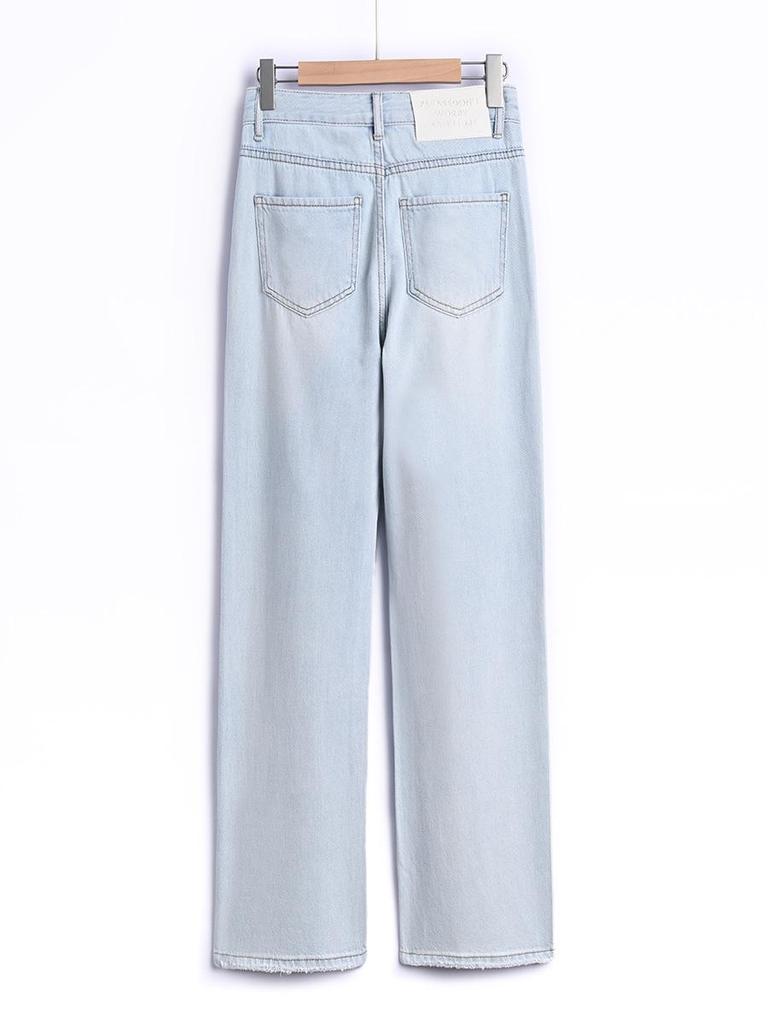 Lyocell Ice Silk Summer Jeans - Moonlight Blue Wide Leg Women's Straight Pants