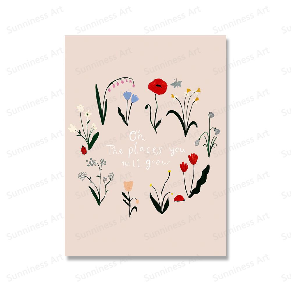 Hund Gans Kaninchen Bär Wildflower Cartoon Poster Obst Apfel Birne Wand Kunst Leinwand Malerei Drucke Bilder Baby Kinder Zimmer Dekor