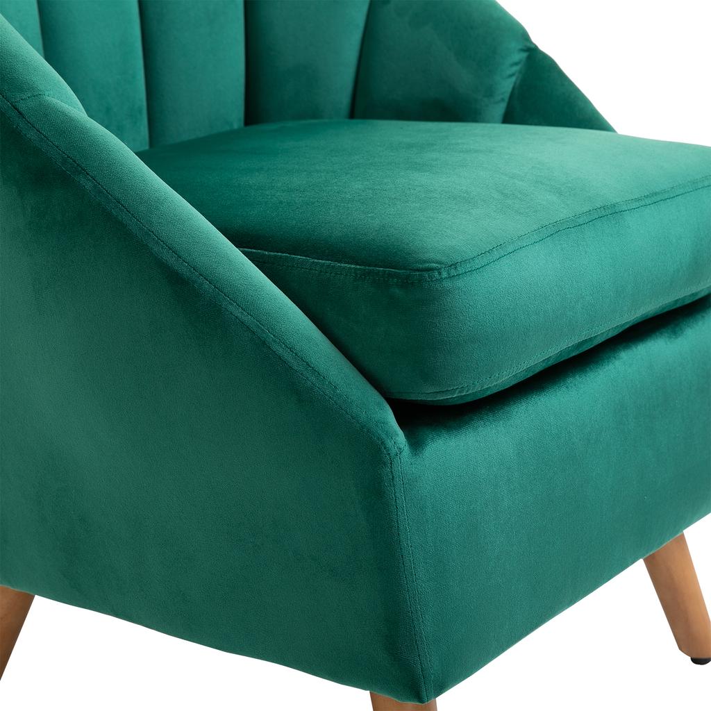 Bedroom and Living Room Armchair in Green Velvet with Thick Padding and Solid Wooden Structure (67x65x77cm)
