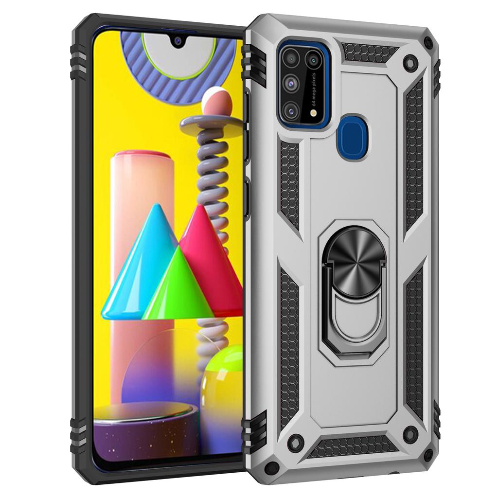 Shockproof Armor Phone Case For Samsung Galaxy M31S M30S M21 M31 M51 M02 A01 M01 Core Metal Ring Bracket Rugged Protection Cover