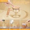400ml Electric Self-Stirring Mug - High Borosilicate Glass Mixing Cup with Wooden Handle for Coffee, Milk, Protein Powder - Ideal for Home, Office