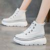 Women's High Top Cowhide Platform Sneakers - Autumn Breathable Casual White Shoes