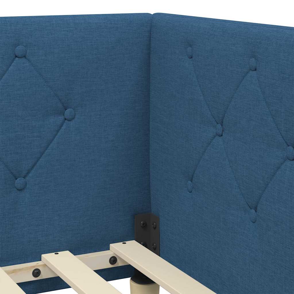 Corner Bed Frame Blue 80 X 200 Cm Fabric