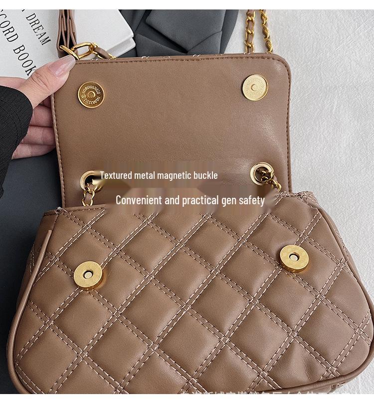 Damenmode Argyle Kette Umhängetasche - Stilvoll, Vielseitig, Texturiertes Design