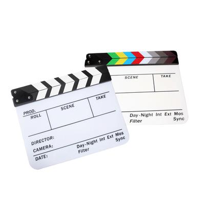 Clapboard acrilic ștergere uscată Director Film Film Clapper Board Ardezie 9,6 * 11,7" cu bețișoare colorate