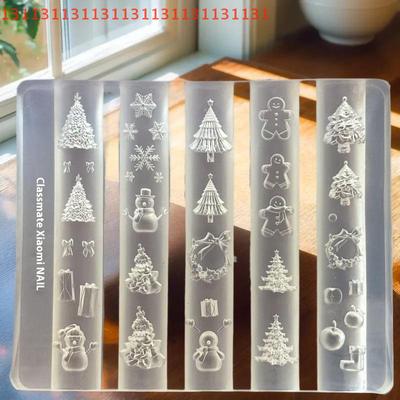 Transparent Silicone Mold Manicure Design Tool DIY Nail Art Decorations 3D Christmas Tree Snowman Gingerbread Man Design