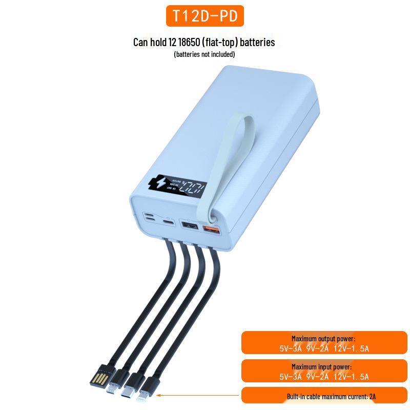 Solderless 4-Wire 12-Section 18650 Power Bank Kit with Ultra-Fast Disassembly