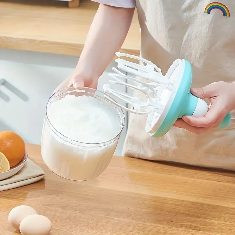 Egg Whisk Plastic Hand Crank Push Whisk Blender Long Crank Multi-Functional Manual Eggs Beater Practical Kitchen Tool