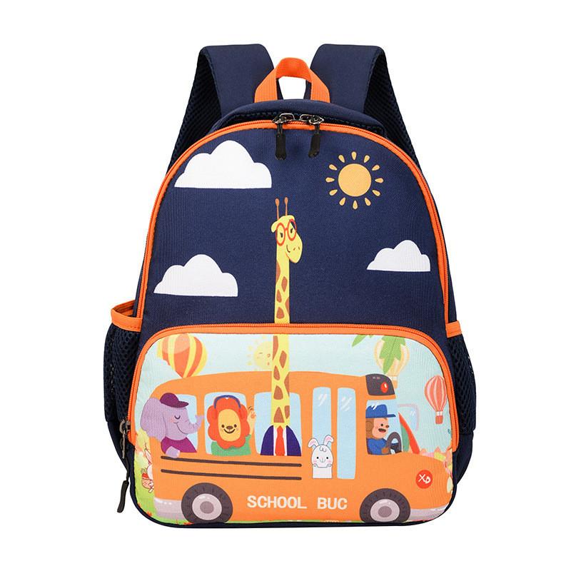 Fun And Playful Canvas Kids Backpack For School Breathable With Cartoon Patterns Orange Car