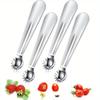 2/4-teiliges Set aus Edelstahl-Tomatenentkerner, Multifunktions-Erdbeerausstecher, Stielentferner für Obst und Gemüse, Küchenhelfer mit Griff