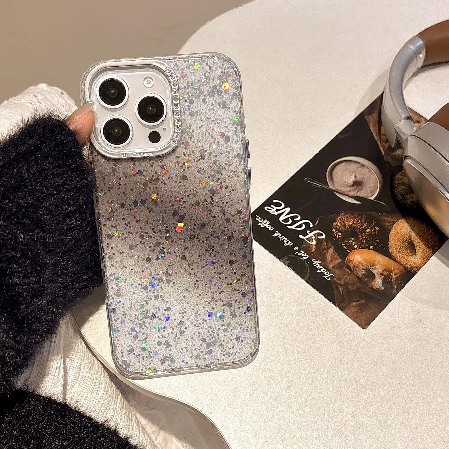 

Блестящий чехол для мобильного телефона «Звездное небо», подходит для Apple 15promax, защитный чехол, чехол с бриллиантами для iPhone 14plus, милый Apple 16 чёрный