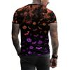 Herren Halloween 3D Kürbis Fledermaus Bedrucktes T-Shirt Lässiges Kurzarm Rundhals Oberteil Cool Gruselig Jack-O-Lantern Orange Lila Grafik Sommer Streetwear T-Shirt