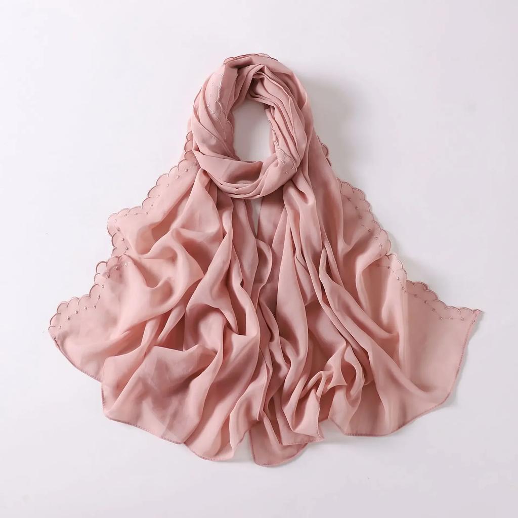 Premium Embroidered Chiffon Hijab Scarf Veil Chiffon Shawl For Women Muslim Hijabs Hair Turbans For Women Foulard Femme Hijab