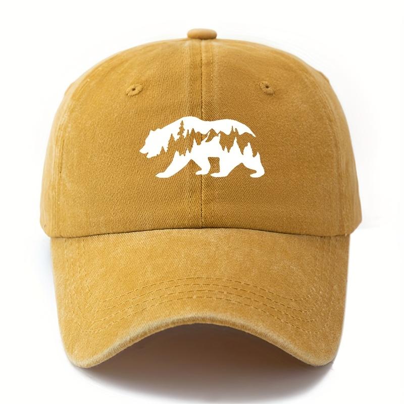 

Printed Polar Bear Washed Baseball Cap Unisex Adjustable Size Curved Brim Hat Outdoor Lightweight Sun Protection Visor Hip-hop Hat жовтий