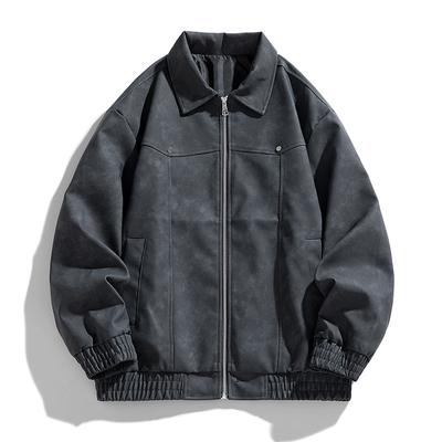 Vintage Lapel Leather Jacket Men's Rad Jacket Couple Loose Men's Casual Leather Jacket