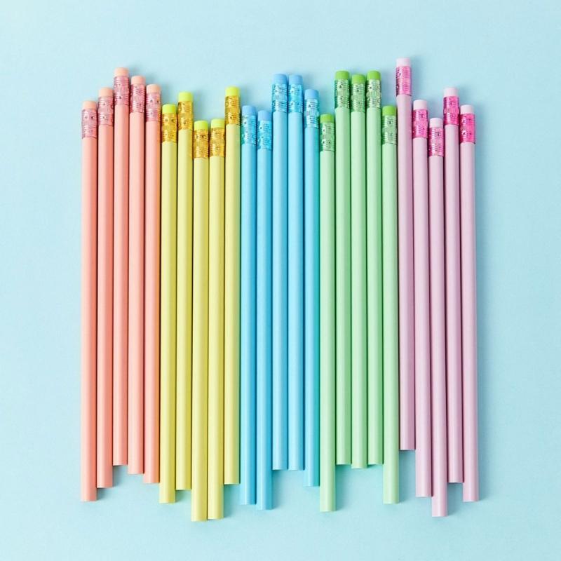 30 Pcs Drawing Pencils Triangle Pencils With Eraser Macaron Color Pencils School Supplies For School Office Sketching