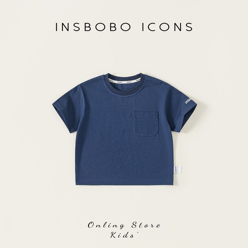 Insbobo Boys  Short-Sleeved Summer 2026 New Style Boys  Pure Color T-Shirt Kidsren s Tops Summer Baby Clothes Casual
