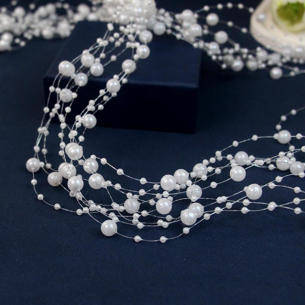 Korean Style Pearl Bridal Headpiece: Handmade Beaded Forest Fairy Wedding Headband