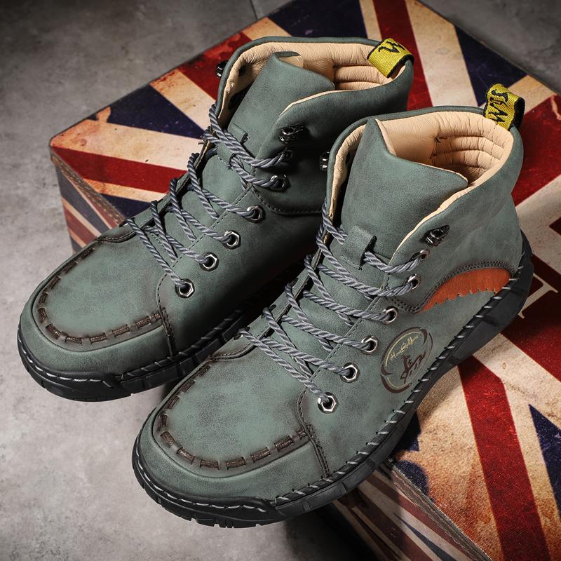 New Handmade High-top Casual Shoes Outdoor Non-slip Hiking Men Shoes Ankle Boots Casual Outdoor Flats Walking Shoes Size 50