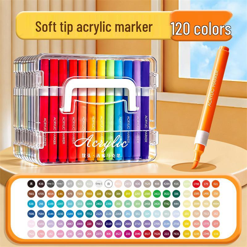 Opaque Multi-Color Acrylic Markers with Soft Tip, Waterproof for Students & Kids' Art, Kindergarten, Graffiti