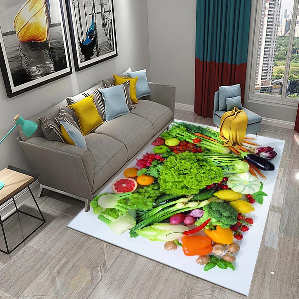 Vegetable Food Theme Carpet Doormat for Bedroom Kitchen Home Floor Decor Living Room Carpet Hallway Bathroom Anti-slip Area Rug