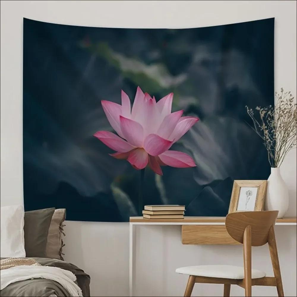 Китайский узор лотоса Гобелен для украшения стен дома Гобелен для офиса Гостиная Гобелен — фото 4