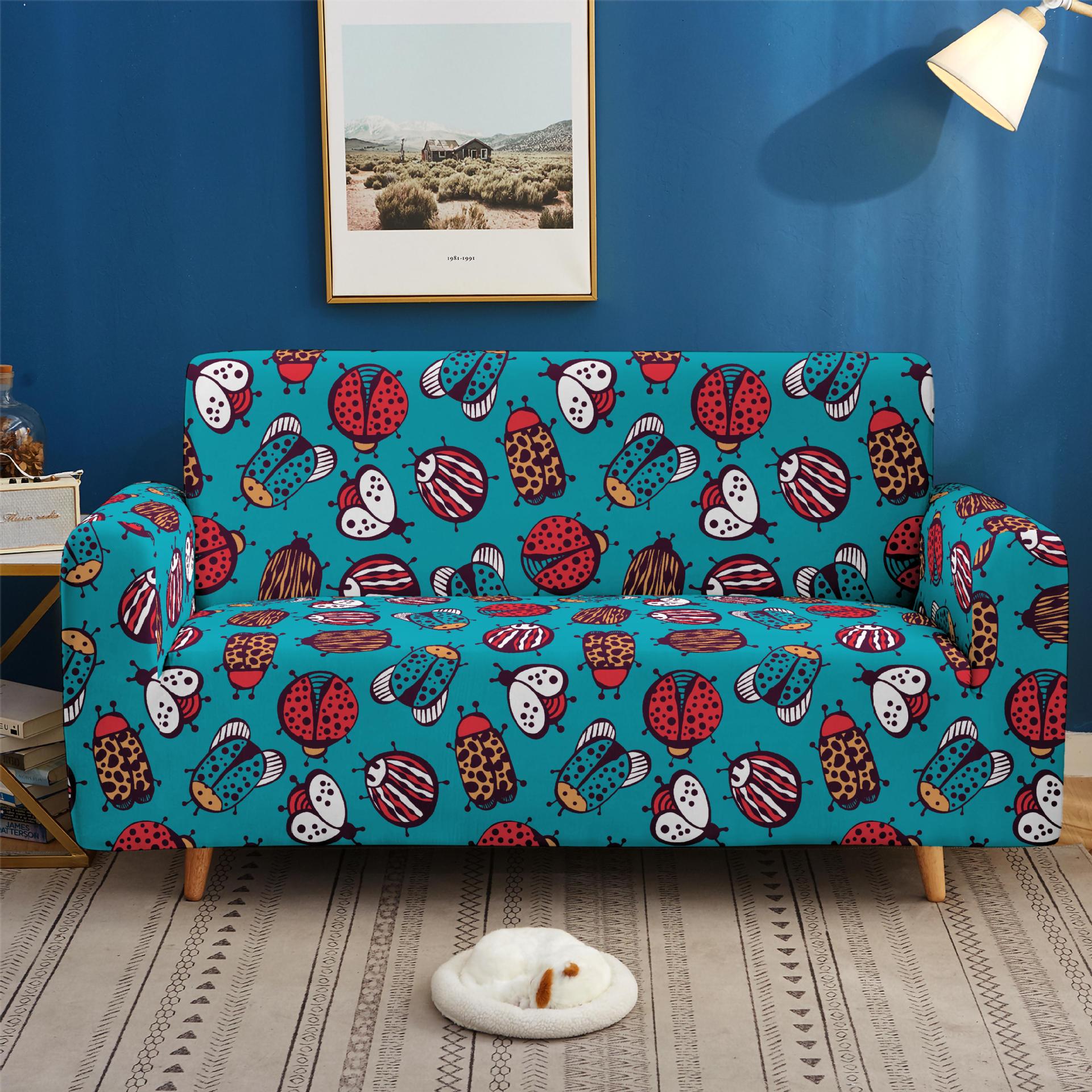 Cartoon Animal Elastic Sofa Cover Wooden Sofa Cover All-Inclusive Non-Slip Leather Full Cover Fabric Combination Universal In All Seasons 90 * 140cm one seat