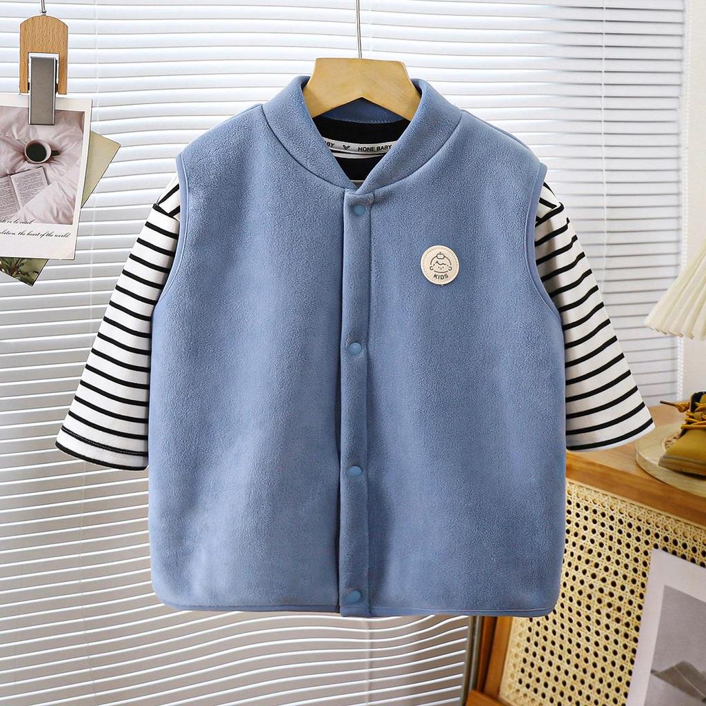 AINI Kids' Orlon Fleece Vest - Warm, Sleeveless, Stand-up Collar for Boys and Girls, Ideal for Spring and Autumn.