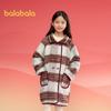 Balabala Girls' Retro Plaid Wool Blend Coat