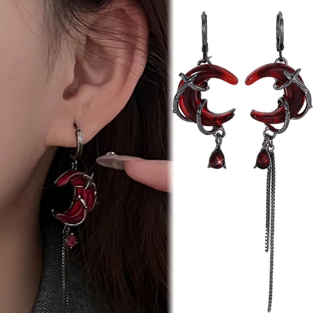 Gothic Style Asymmetry Earrings Tassel Chain Women Dangle Earrings  Hip-Pop Style