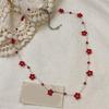 Hypoallergenically Crystal Bead Necklace Red Flower Detailing Lightweight Layering Jewelry Women Clavicle Chain