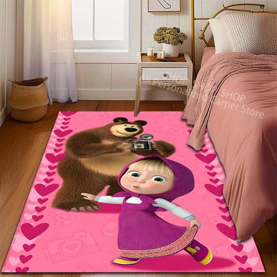 1PC Cartoon Masha and Bear Pattern Carpet for Living Room Bedroom Sofa Home Decor Non-slip Floor Mat Large Size Child Gift