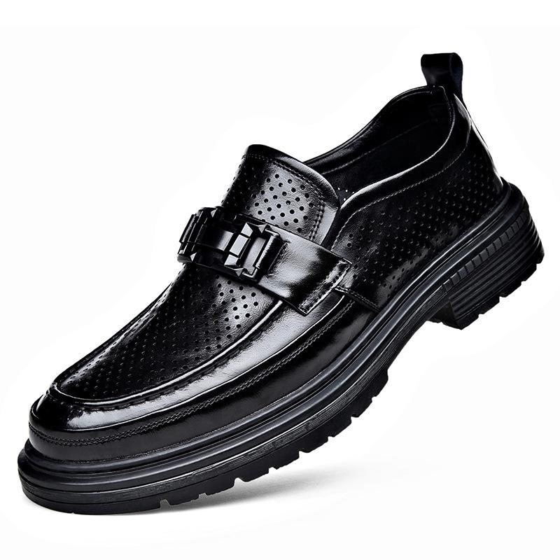 Men's Trendy Breathable Leather Slip-On Shoes: Versatile, Fashionable, and Comfortable for Business or Casual Wear