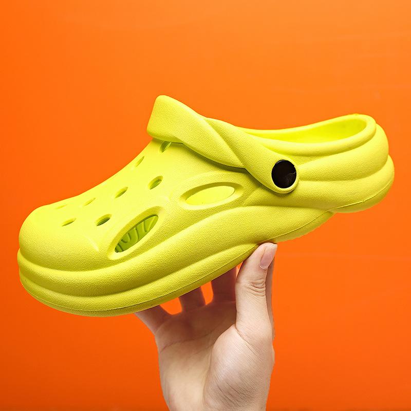 

Парные летние шлепанцы с дырками на толстой подошве, с закрытым носком, пляжная обувь, мужские повседневные крутые шлепанцы 40-41 зелёный