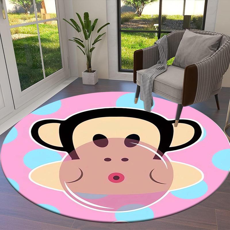 1pc Paul Frank Monkey Round carpet, Made of Polyester,Perfect for Decorating Office Chairs, Living Rooms,fplt268