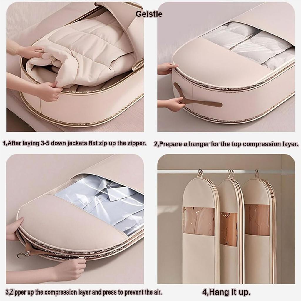 Space Saver Closet Organizers with Self Compression Zipper Clothes Bags Suitable for Coats Sweater Skirts