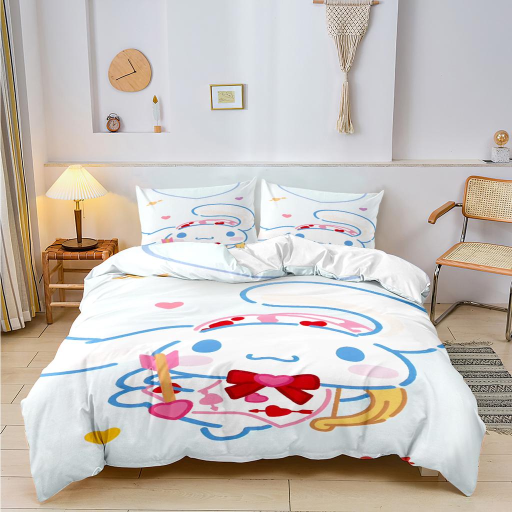 Sanrio Cinnamoroll Kuromi Bedding Sets Cartoon Comforter Quilt Bed Cover Duvet Cover Pillow Case 2-3 Pieces Sets for Kids Adult
