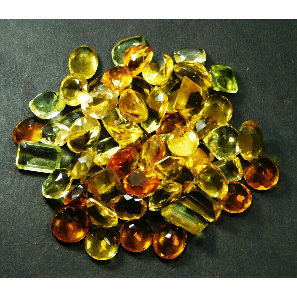100 Ct Natural Citrine Gemstone Lot Yellow Mix Color & Shape Loose Lot